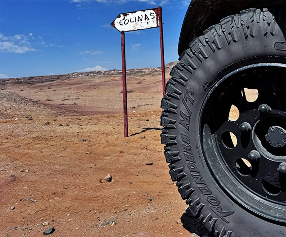 Close up of rugged tire tread