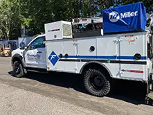 Boom and welding service truck with Founders Tires