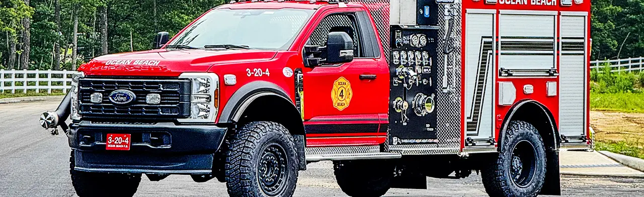 Founders All Terrain Tires on a Mini Pumper Fire Vehicle.